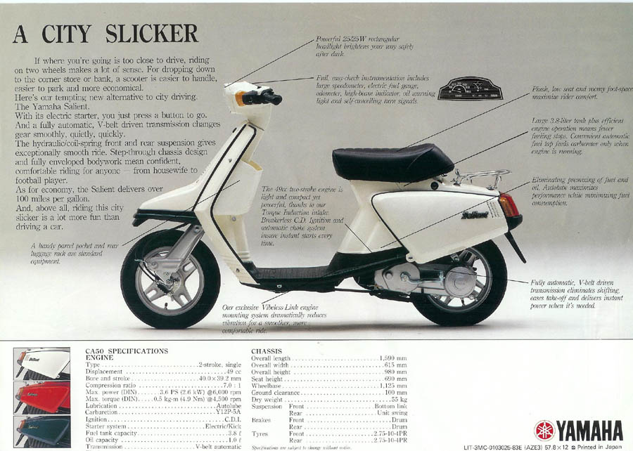 1984-1985 Yamaha XC180 Riva 180 Repair &  Maintenance Manual